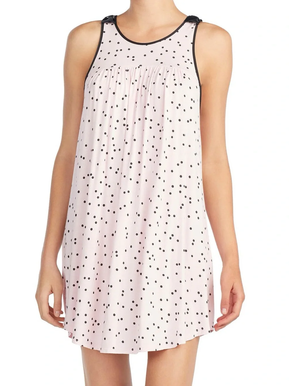 KATE SPADE New York Jersey Chemise Nightgown Pink Black Polka Dot Sz Large